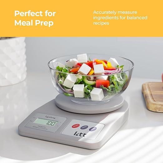 Litt by Lifelong Digital Kitchen Weighing Scale | LCD Display with Tare &amp; Mode Function | Compact &amp; Accurate Weighing Machine for Kitchen, Baking, Diet, Food &amp; Grocery | 5kg Capacity