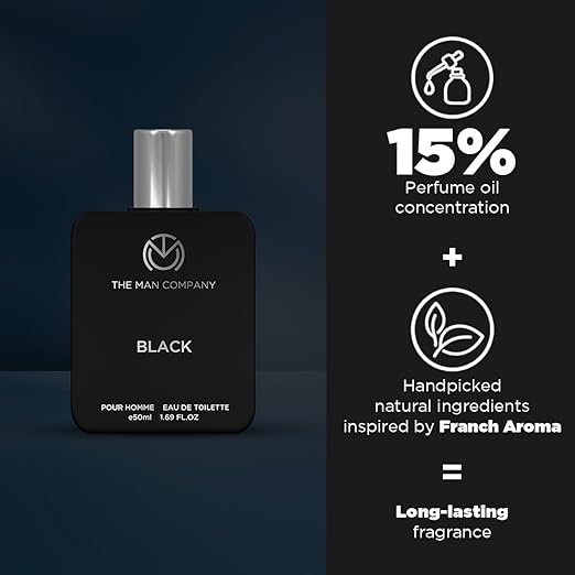 The Man Company Black Edt Perfume For Men - 50Ml, Premium Long Lasting Fragrance Spray, Gift For Him - Fresh